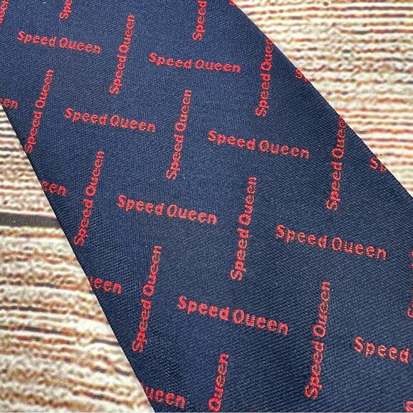 Givenchy Vintage Gentleman Paris Navy Red "Speed Queen" Silk Blend Necktie - Picture 9 of 10